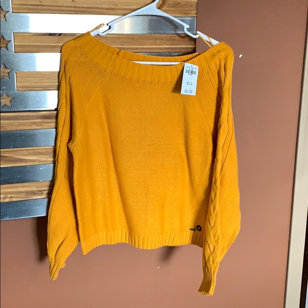 Mustard off the shoulder Hollister sweater - NWT